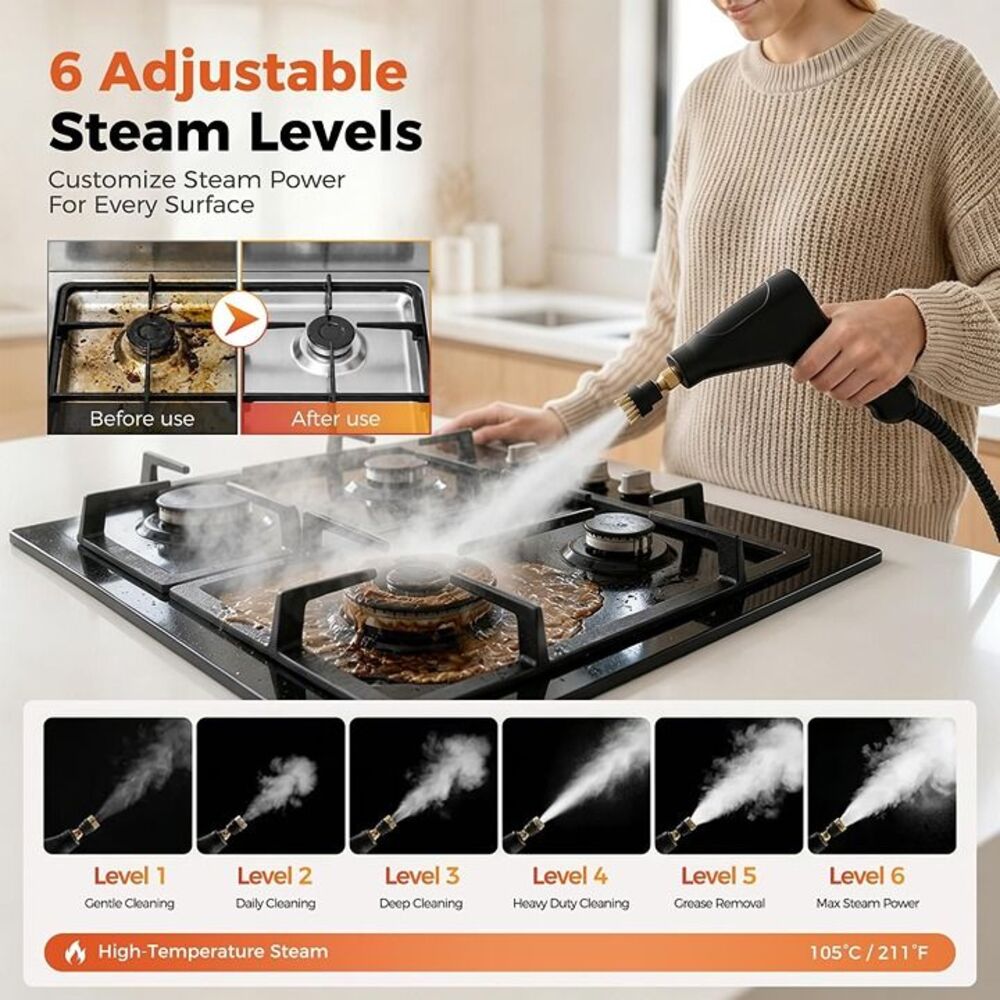Steam Cleaner, Handheld Steam Cleaner for Cleaning, Red - Picture 4 of 11